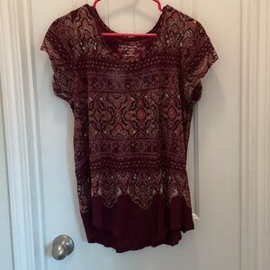 Lucky Brand Burgundy Paisley Blouse